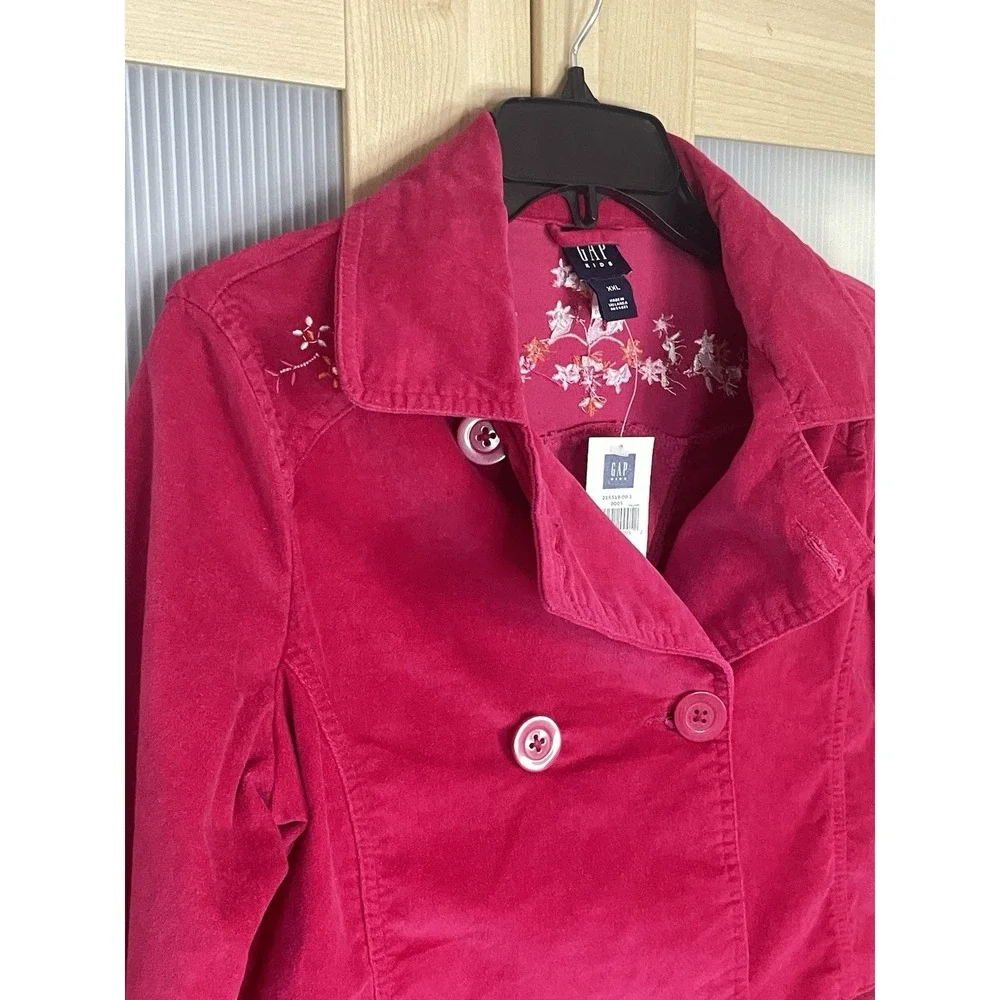 Gap Pink Double Breasted Pea Coat Corduroy Jacket 14 / 16 XXL Girls Y2K Boho NEW